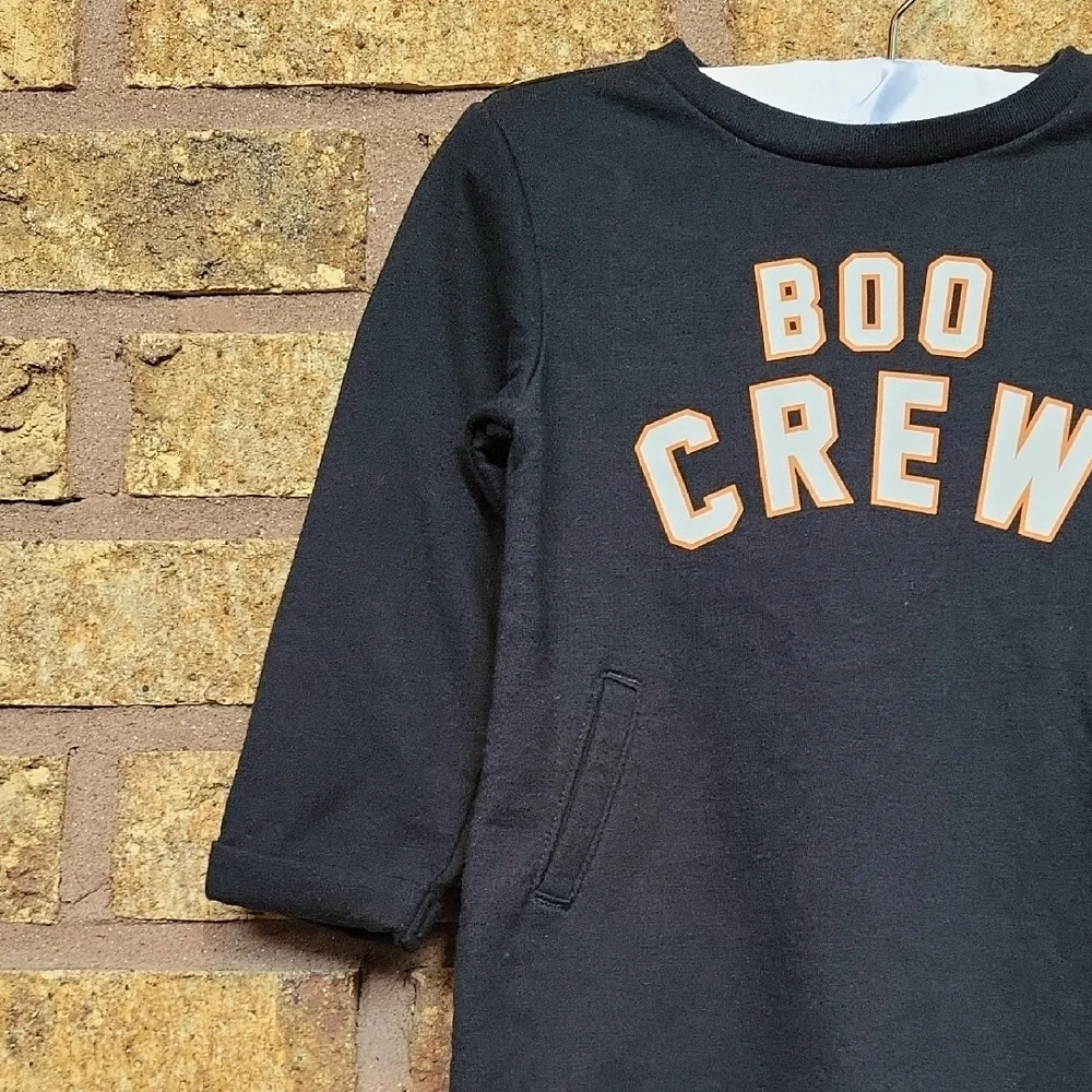 Old Navy Black and Orange 'Boo Crew' Long Sleeve Dress SIZE 18-24 Months